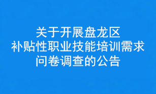 关于开展盘龙区补贴性职业技能培训需求问卷调查的公告